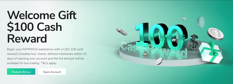 FXPrimus - $100 Welcome Gift